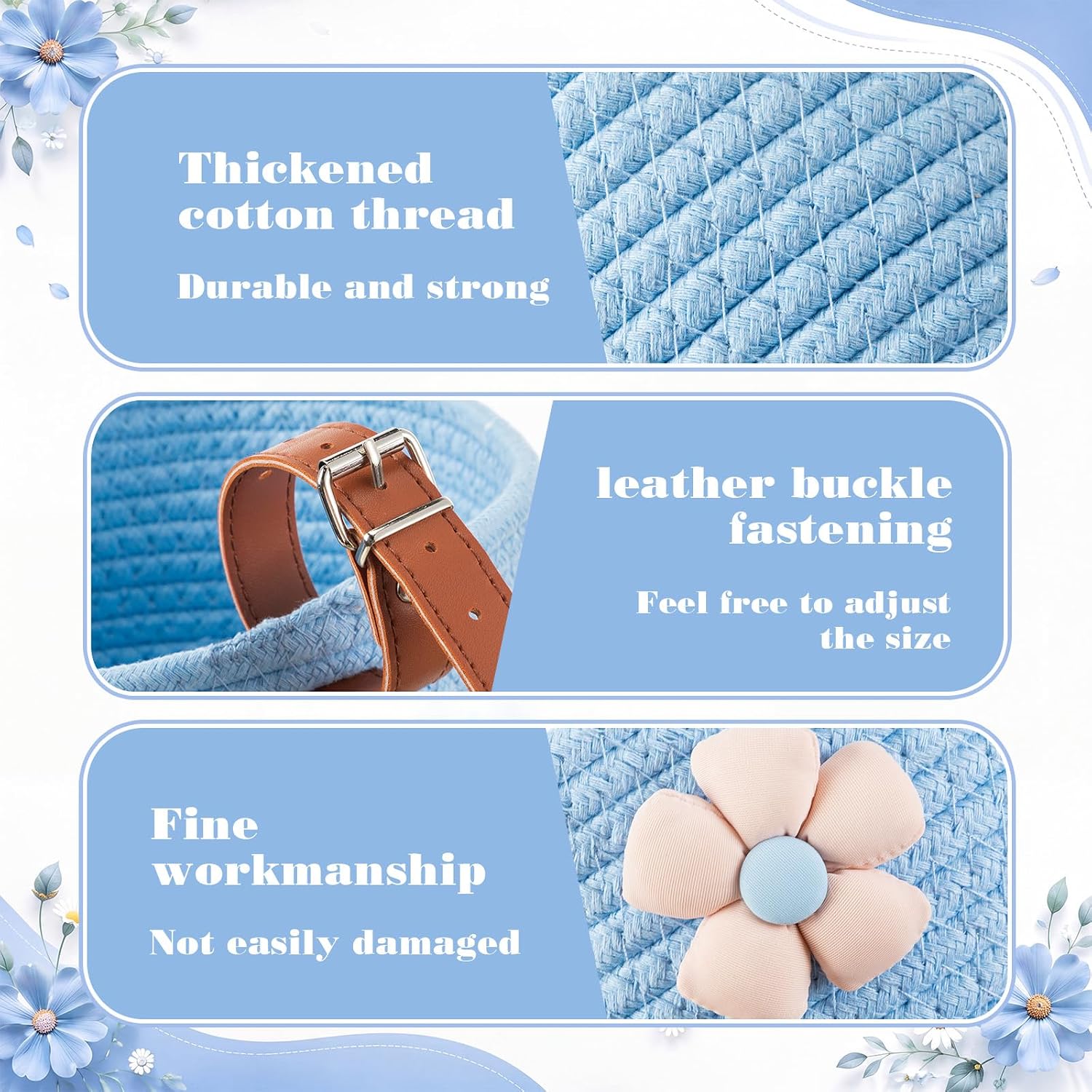 Timtin Kids Bike Basket Cotton Rope Woven Front Baskets image 3