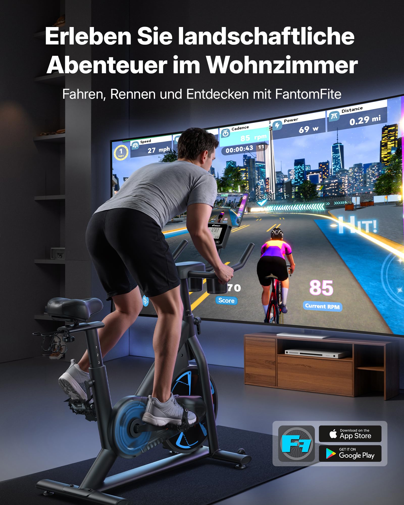 MERACH PRO Heimtrainer Fahrrad mit 8KG High-Inertia Schwungrad für Optimierte Laufruhe, Leises Magnetbremssystem, Verstärkter H-Rahmen, Stoßdämpfender Luftkissensattel, Eigene App, Bis 150KG
