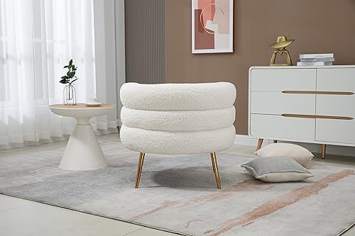 Miniatura 7 de ZOBIDO Sillas de pelo de cordero modernas, cómodas sillas tapizadas para dormitorio, sillón, sillas de comedor con patas de metal dorado, silla de