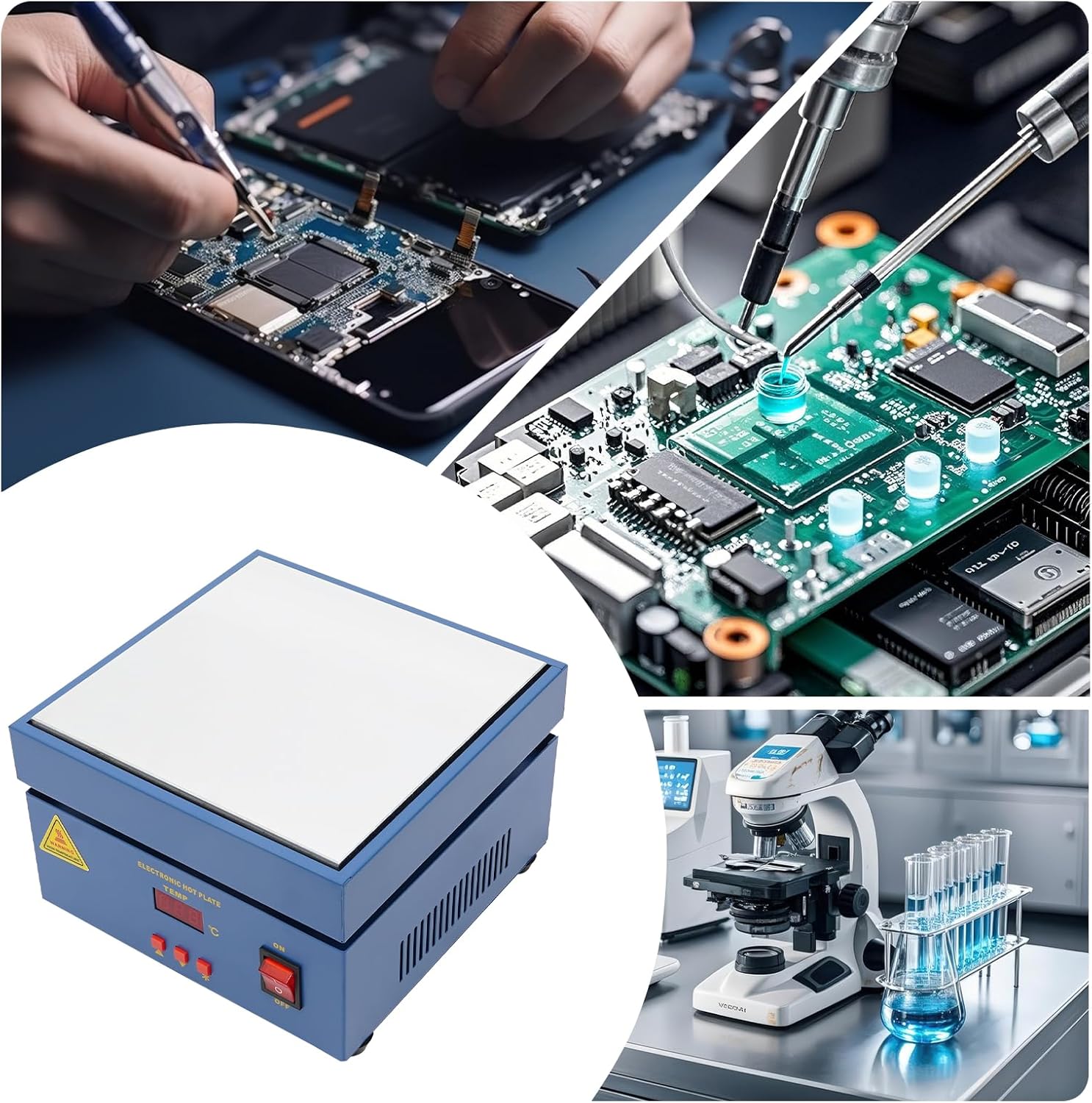 800W Digital Preheating Soldering Station, 110V Electric Hot Plate with LED Display, 200x200mm Lab Heating Plate for PCB Soldering, Rework and Welding Tasks