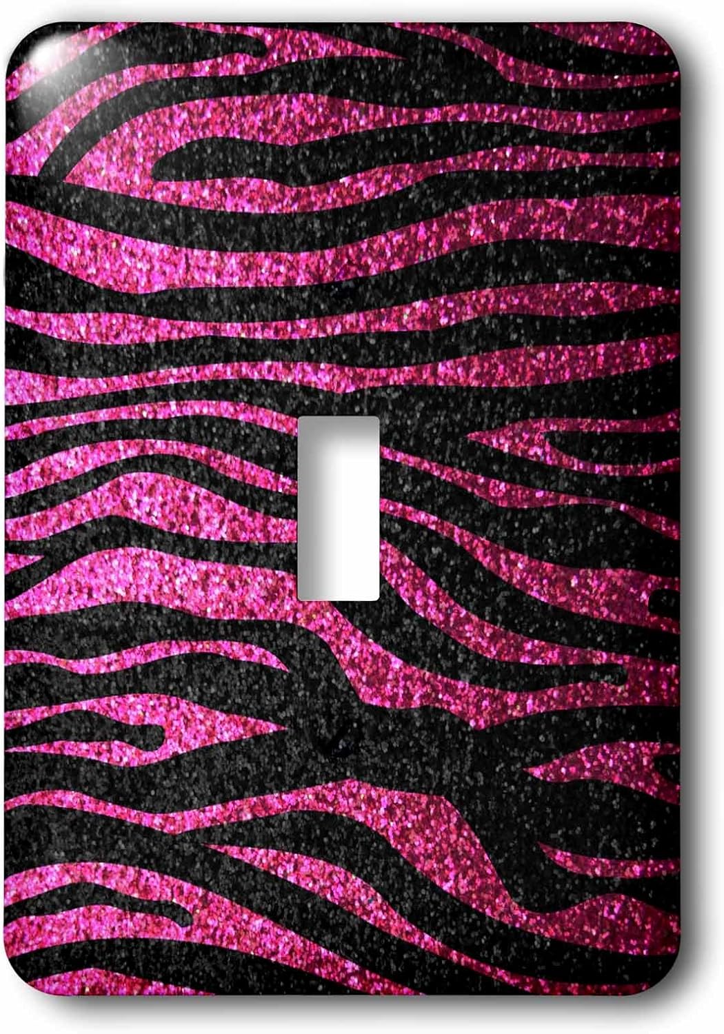 3dRose LLC 3dRose LLC lsp_113174_1 Hot Pink and Black Zebra print Faux bling photo Not Actual Glitter fancy diva girly sparkly sparkles - Single Toggle Switch