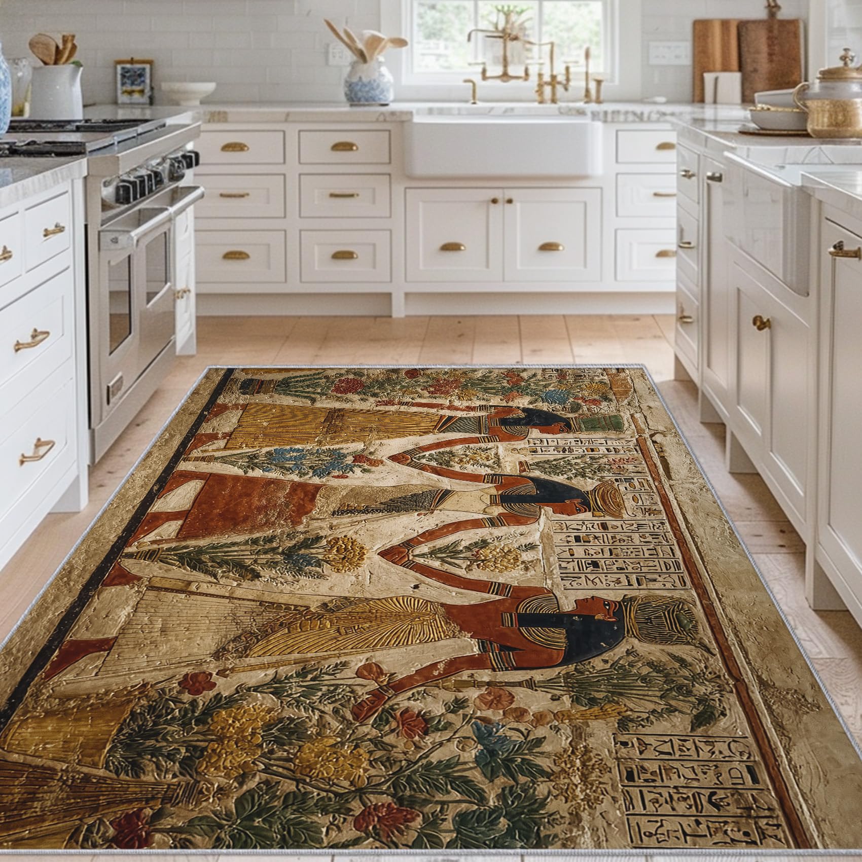 Tapis salon Égypte antique lavable de 200x290 cm idéal pour une chambre douce