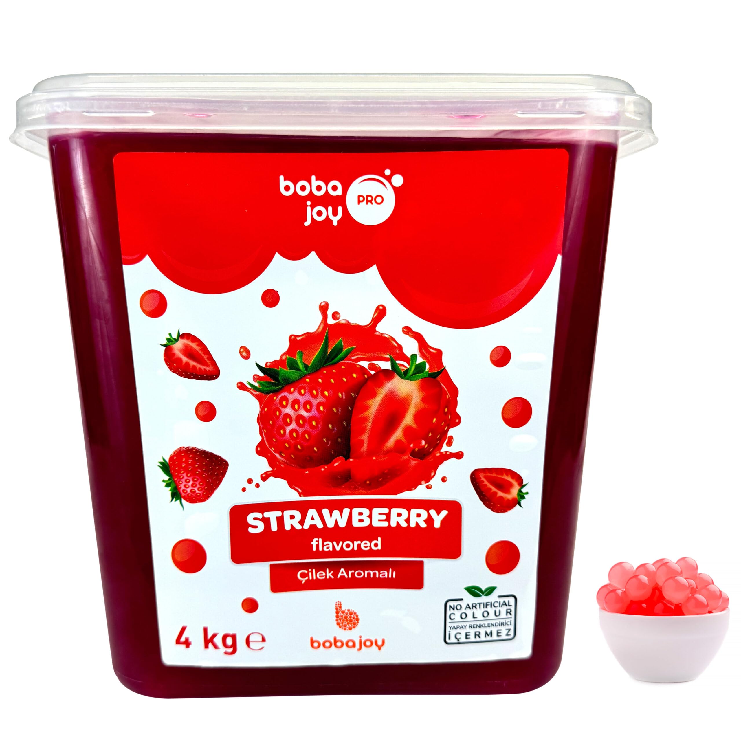 Strawberry Flavoured Popping Boba 100 Servings (4kg), Fruit Juice Filled Boba Pearls for Bubble Tea, Iced Drinks, Desserts, Cocktails & Slush | Low Fat, Gluten-Free & Vegan by Bobalife