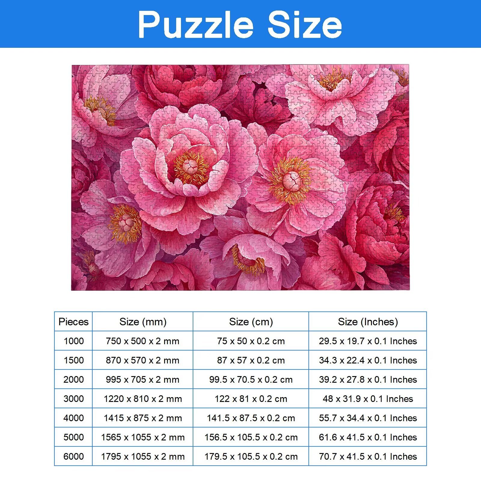Puzzle 2000 sztuk dla dorosłych dzieci, puzzle z drewnianym kwiatem dla dorosłych, wymagające różowe łamigłówki, rodzinne gry edukacyjne, łamigłówki z pudełkiem do dekoracji domu, prezent dla kobiet i