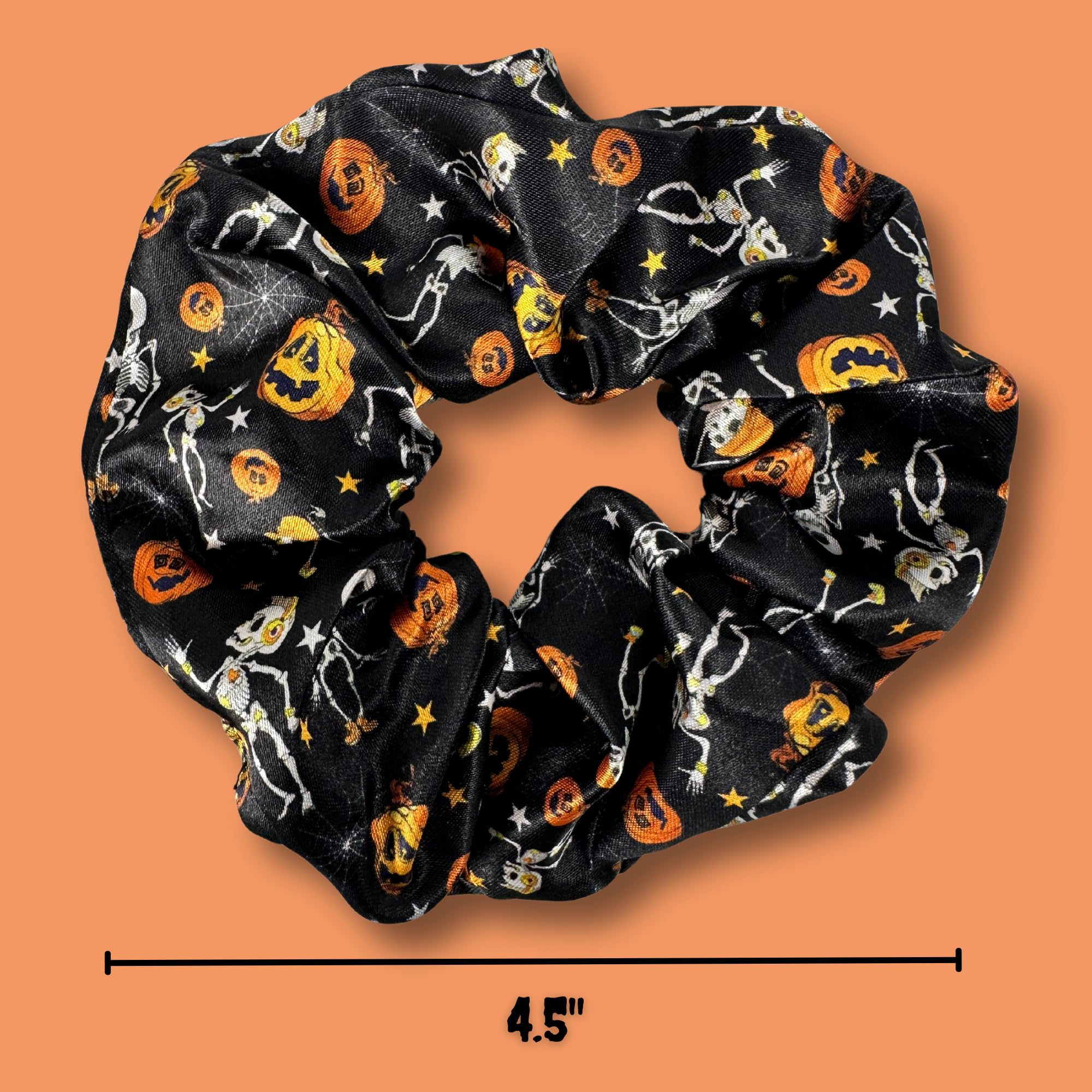 Coleteros para el pelo de Halloween, elásticos suaves y elásticos, calabazas, fantasmas y esqueletos, 11.4 cm