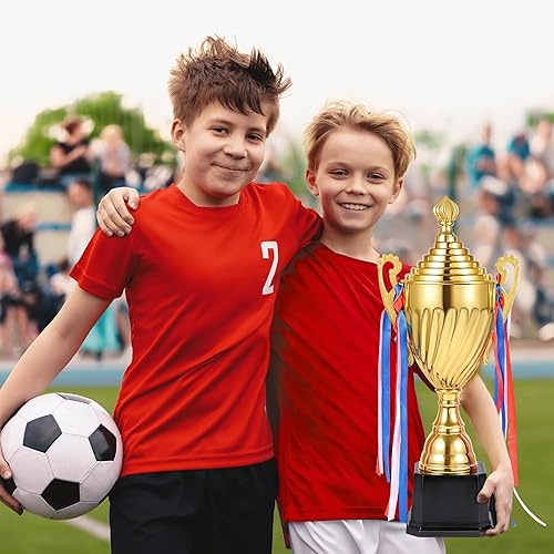 Miniatura 7 de Caydo Trofeo de premio de oro de 16.3 pulgadas, gran ganador, copa de trofeo con bolígrafo dorado para niños y adultos para deportes, competiciones,