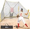 12x7 FT Baseball Softball Net with Barrier Side Nets for Batting, Hitting, Pitching Net with Large Ball Collection Pocket,Baseball Batting Net with Carry Bag for All Levels