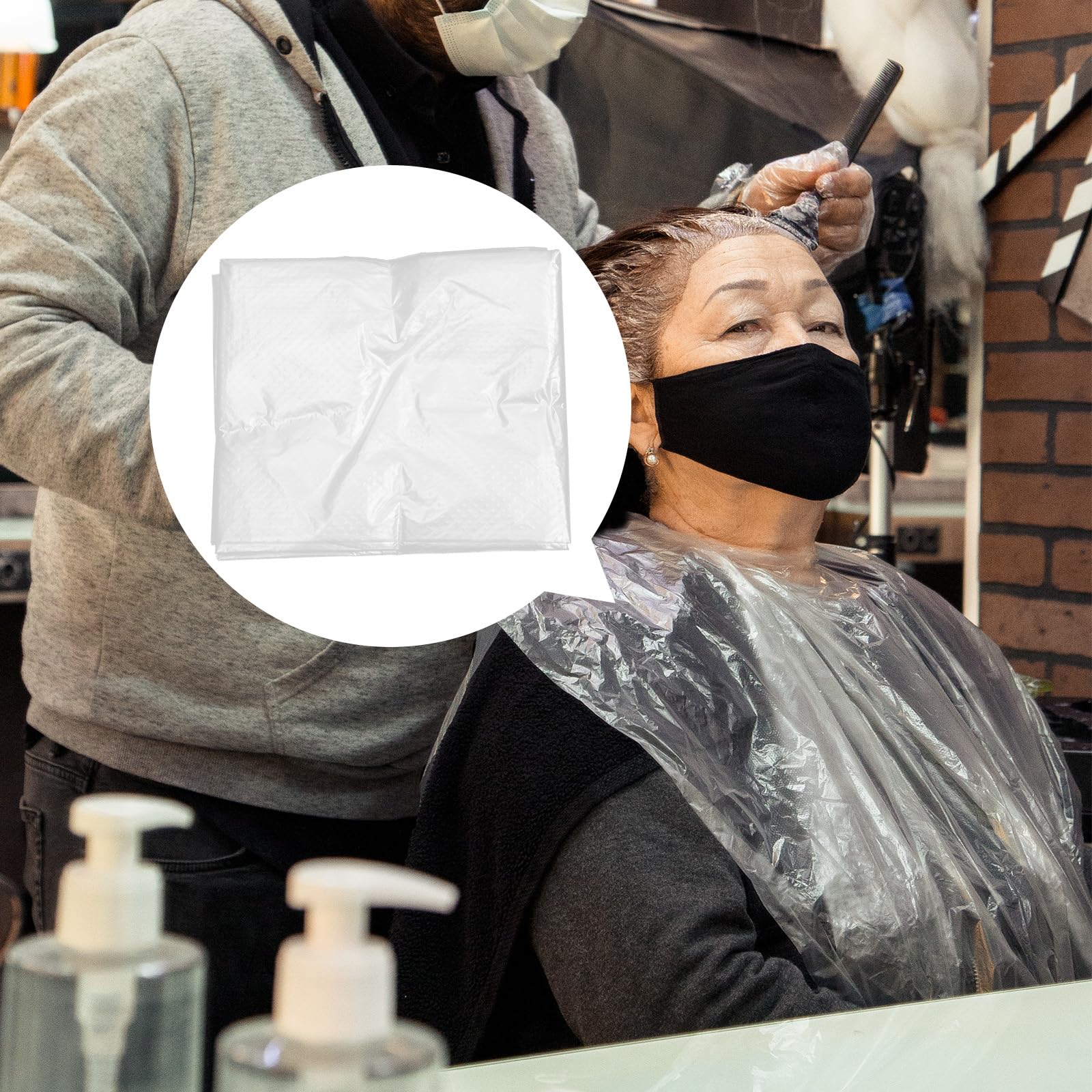 Beaupretty 200 Blätter Friseurumhang Einweg PE Folie Umhang Wasserdichter Anti Öl Färbeumhang Friseursalonumhang Haar Färben Schutzanzug für Barbier Zuhause Einzeln Verpackt 8,5 x 6,5cm