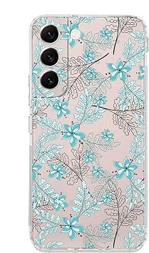 PrintiFy Samsung Galaxy S22 ile Uyumlu Kapak Floral Su Ye ili Tasar ml  1mm Fit  effaf Silikon K l f