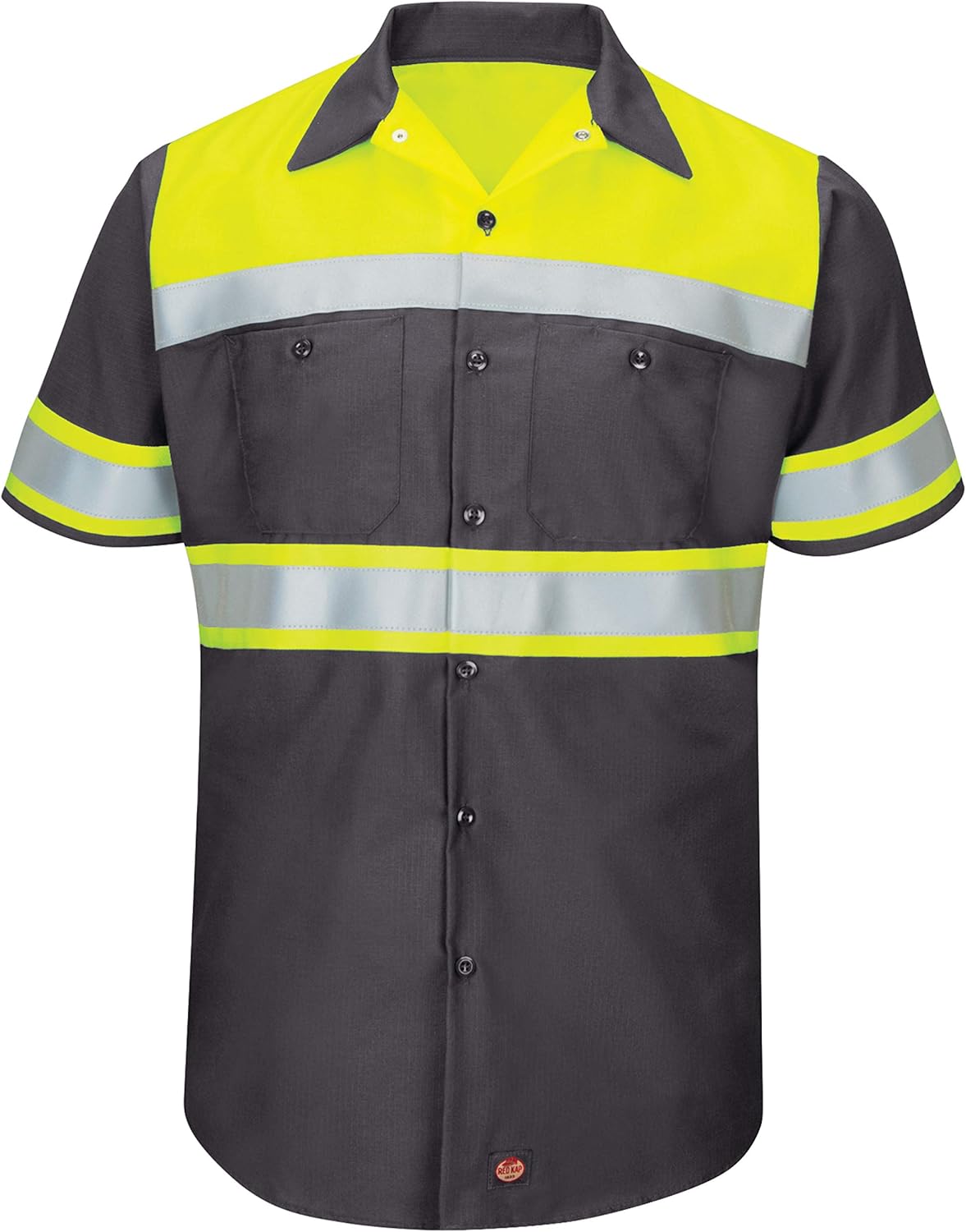 Red Kap Mens Hi-Visibility Short Sleeve Color Block Ripstop Work Shirt - Type O, Class 1