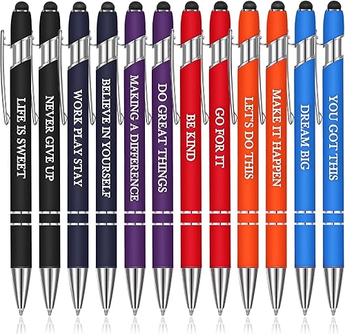 Vista 107 de Zonon - Paquete 12 bolígrafos con frases motivacionales para escuela y oficina, punta fina, escritura uniforme, citas divertidas para regalar a Rosa