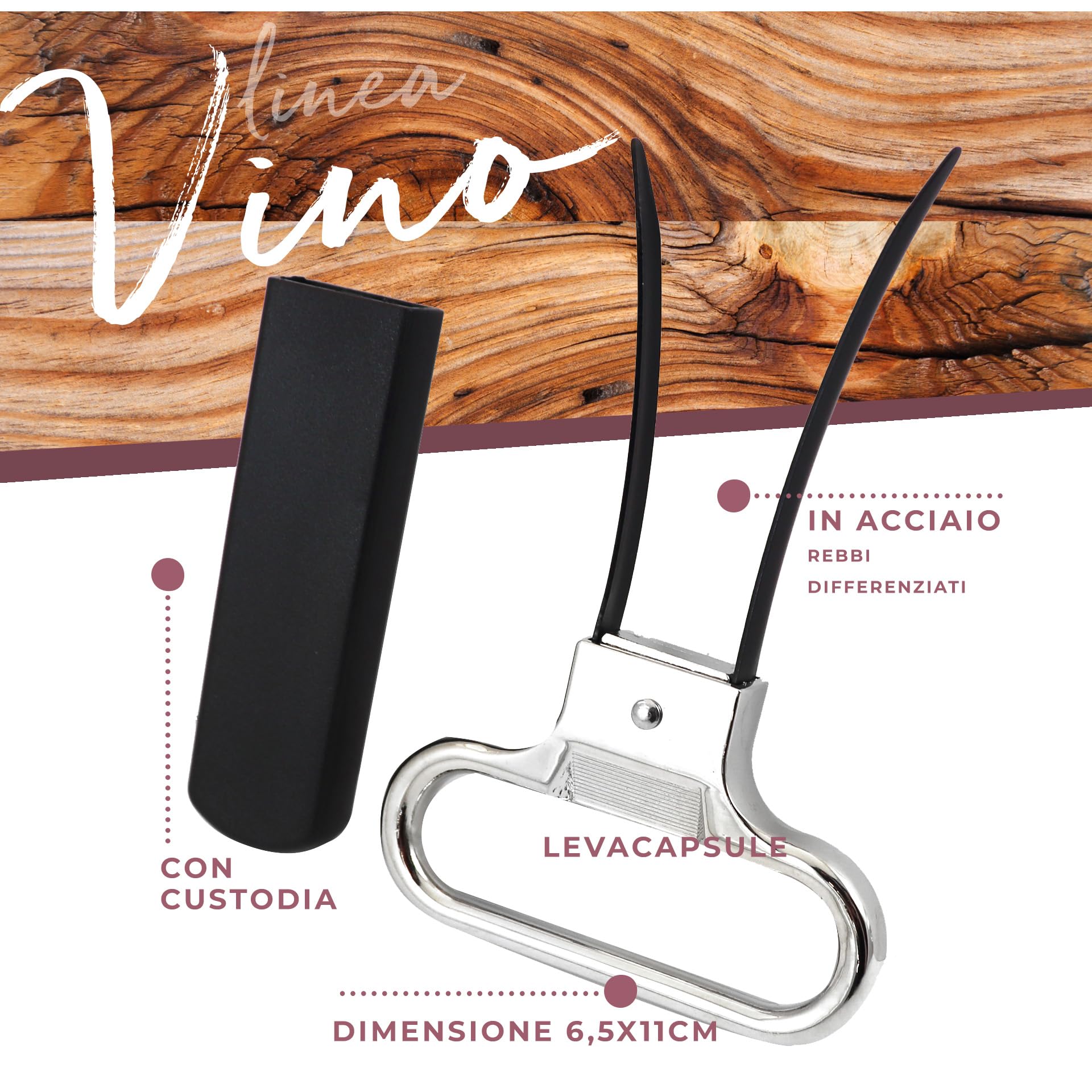 Fackelmann Cavatappi Estrattore di Sughero Professionale, Apribottiglie a due punte, materiale resistente in lega di zinco e ABS, dimensioni 11 x 5 cm
