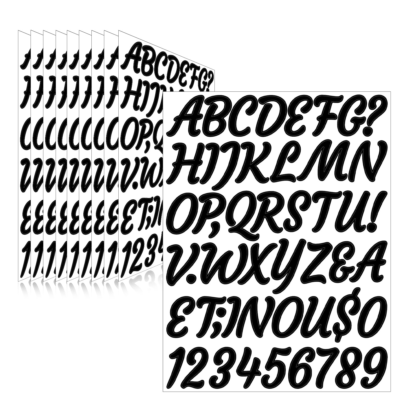 Llewyn 510 Pieces 10 Sheets Letter Stickers,Self Adhesive Waterproof Mailbox Numbers Stickers,Alphabet Decals for DIY,Bulletin Board,Window,Door,Sign,