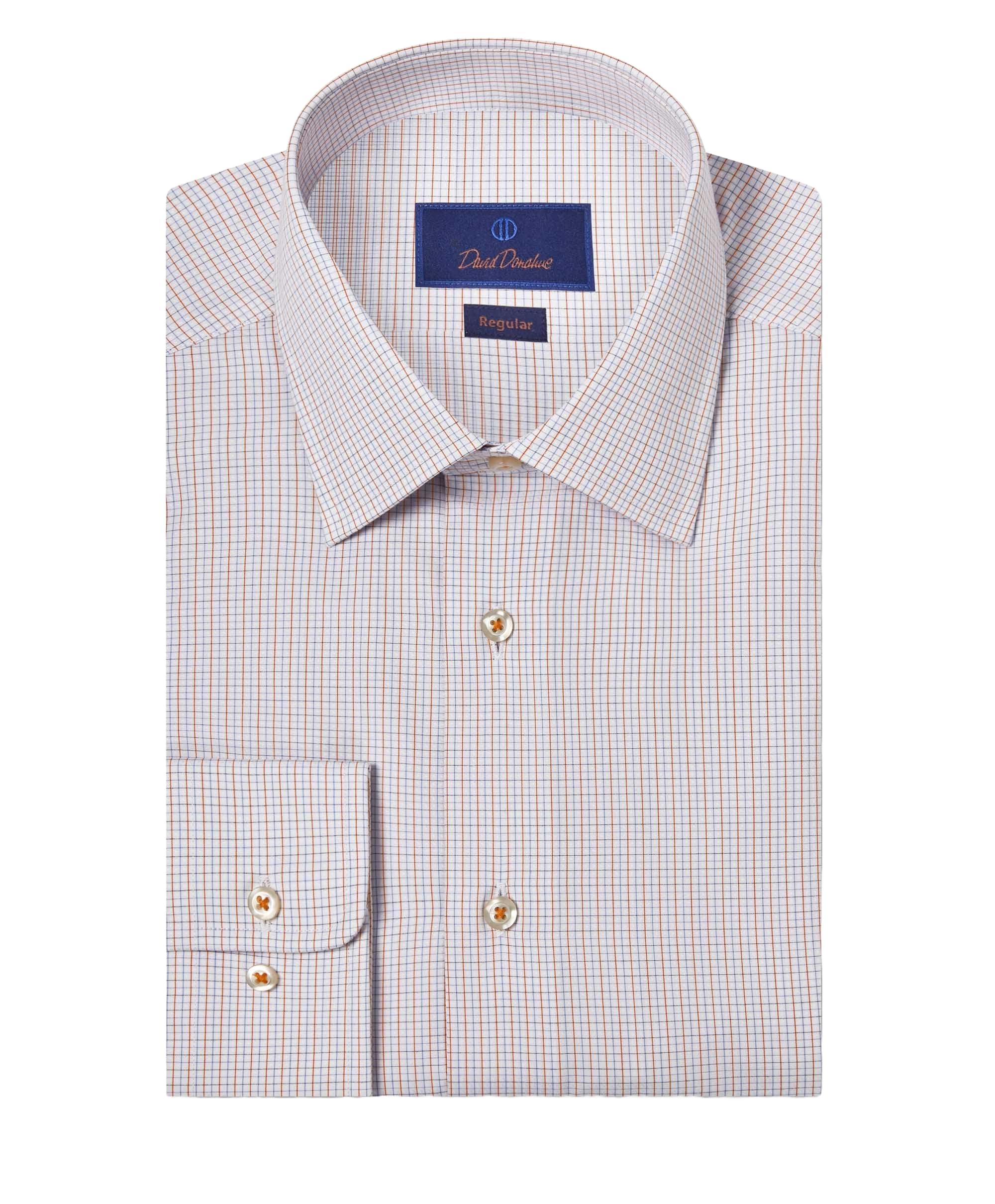 David Donahue Mens Regular Fit Long Sleeve Fashion Dress Shirt