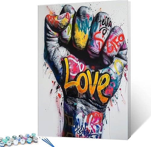 Miniatura 33 de Tucocoo Pintura al óleo estilo graffiti por números para adultos principiantes con marco, pintura de guitarra fresca por número sobre lienzo