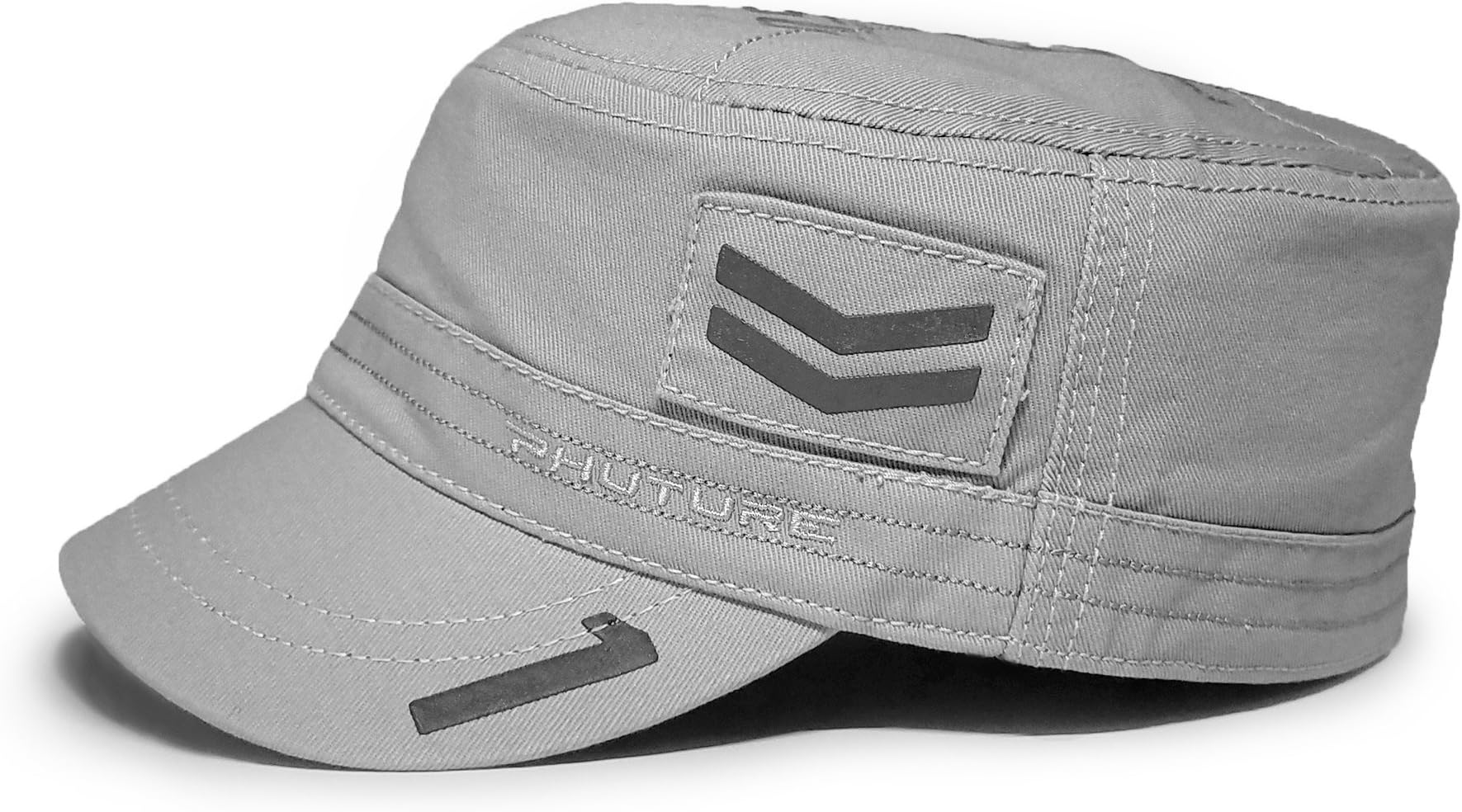 PHUTURE Mach 1 Hero 100% Cotton Army Cap Cadet Hat Military Flat Top Cap - Lunar Grey - Size Medium