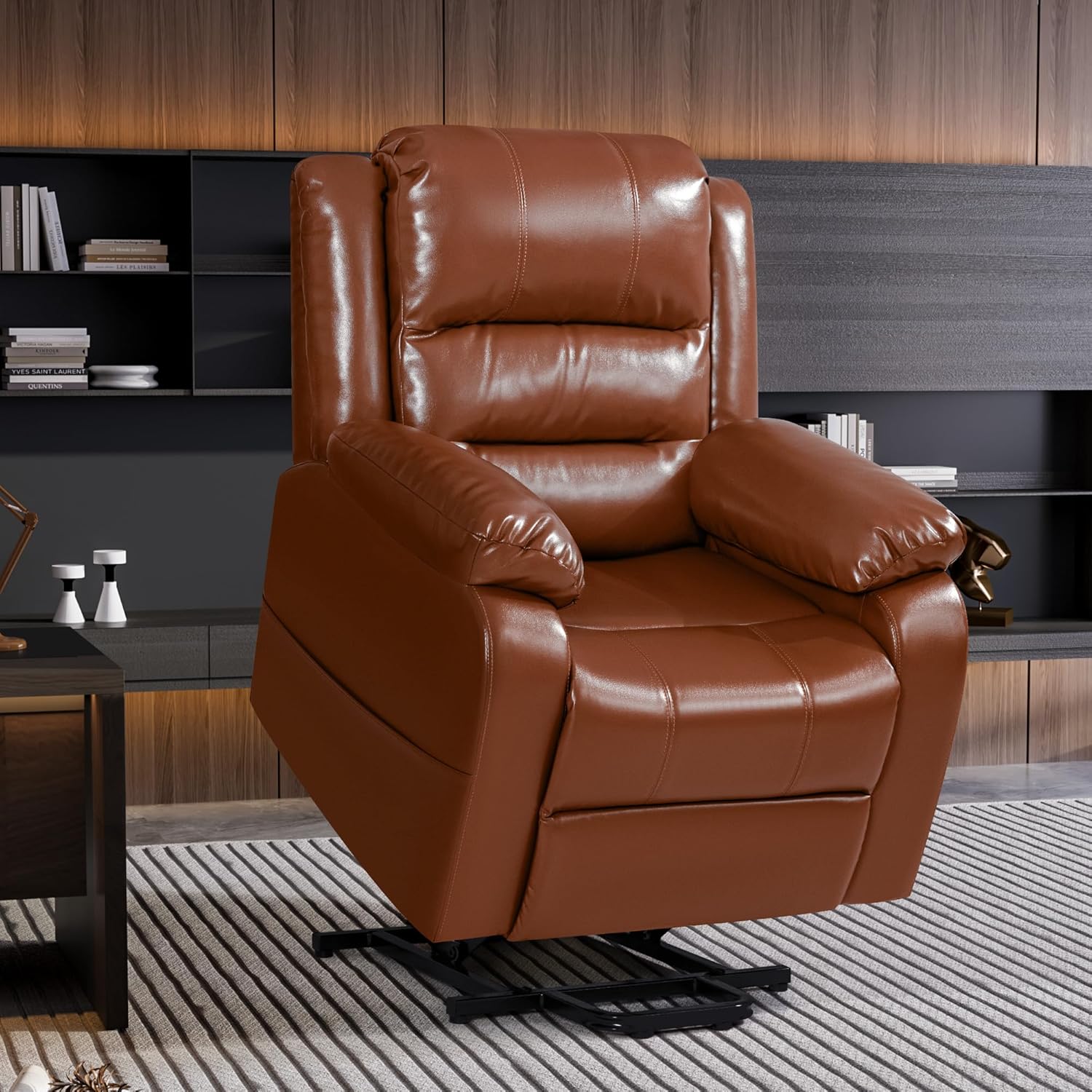 Flamaker Power Lift Recliner Chair PU Leather for Elderly Ergonomic Lounge Chair