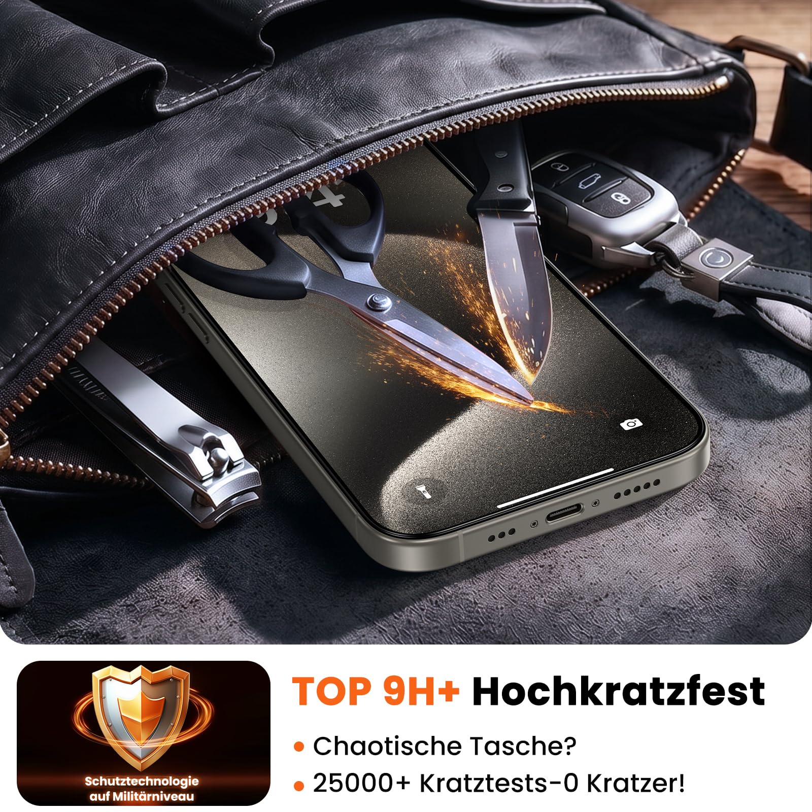 UniqueMe für Panzerglas Sichtschutz für iPhone 15 Pro - 2 Stück