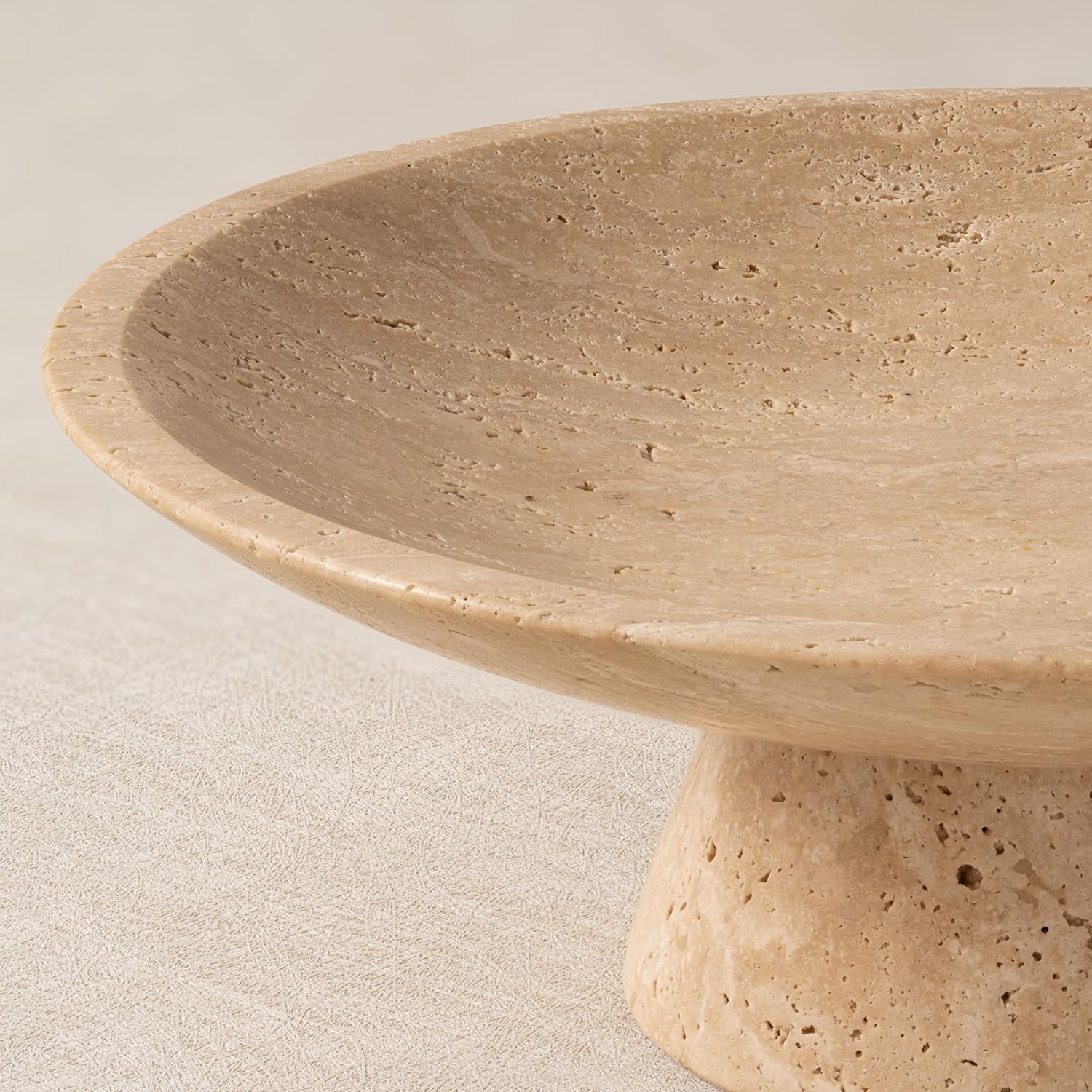 Large pedestal fruit bowl, Travertine Stone Decorative Bowl, Footed Bowl, Natural Marble, Centerpiece, Home Decor