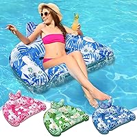 Vista 1 de Pool Floats, 3 Pack Inflatable Pool Floats Kids, Pool Floats with Cupholders & Duty Handles, Upgraded Pool Chairs, Perfect Summer Pool Toys for
