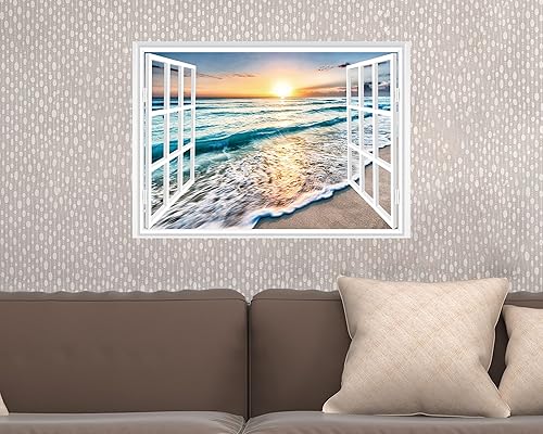 Miniatura 4 de FLFK Calcomanías de pared falsas 3D para ventana de dormitorio de niños, oficina en casa, mural de pared de 20.1 x 28.3in (GXL455)