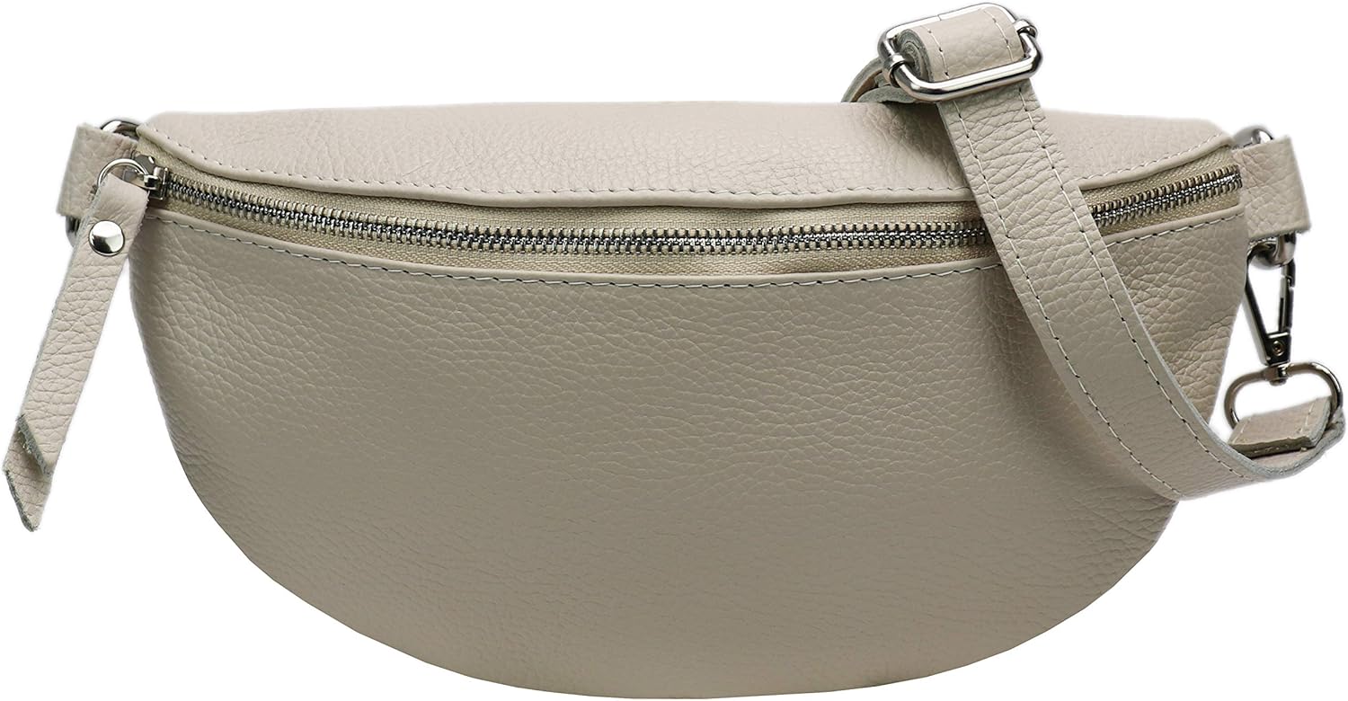 SH Leder ® Echt leren heuptas dames heren unisex heuptas voor festival reizen heuptas grote crossbody bag vrouwen lederen tas 30x18cm Lala G399, zwart, Large, Modieuze heuptas