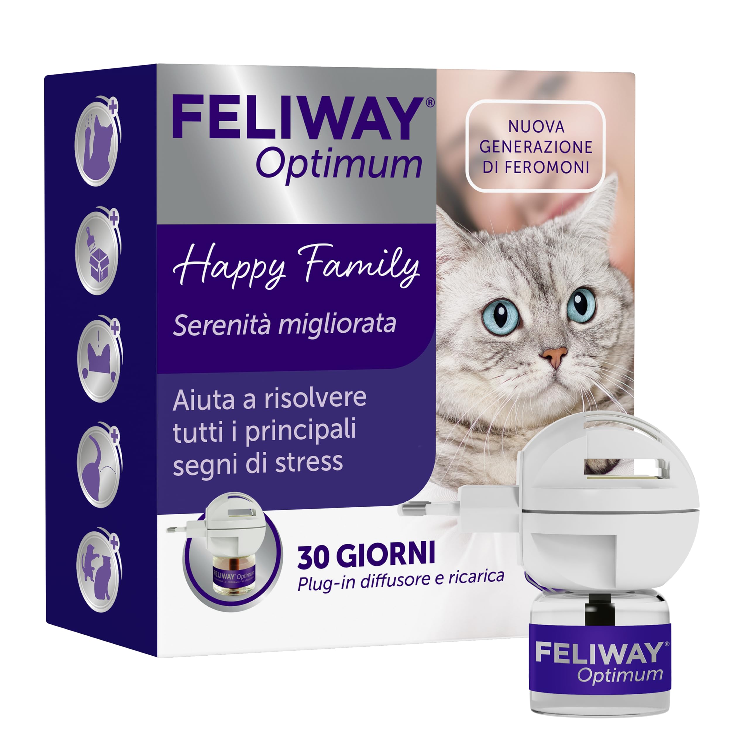 FELIWAY Optimum Starter Kit diffusore di feromoni calmanti per gatti, durata 30 giorni, 48 ml – Aiuta a risolvere tutti i segni comuni di stress nei gatti e gattini. Raccomandato dai veterinari