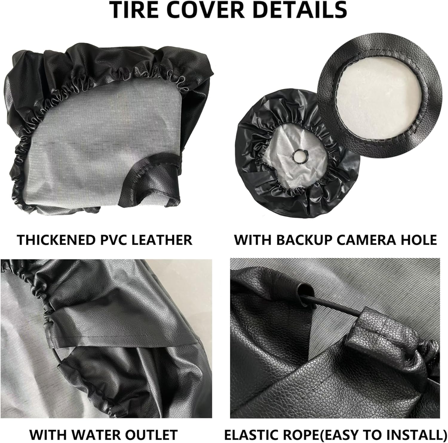 Black White Retro American Flag Spare Tire Cover with Back-up Camera Hole Compass Rose Leather Wheel Cover Tire Protector for Wrangler JL