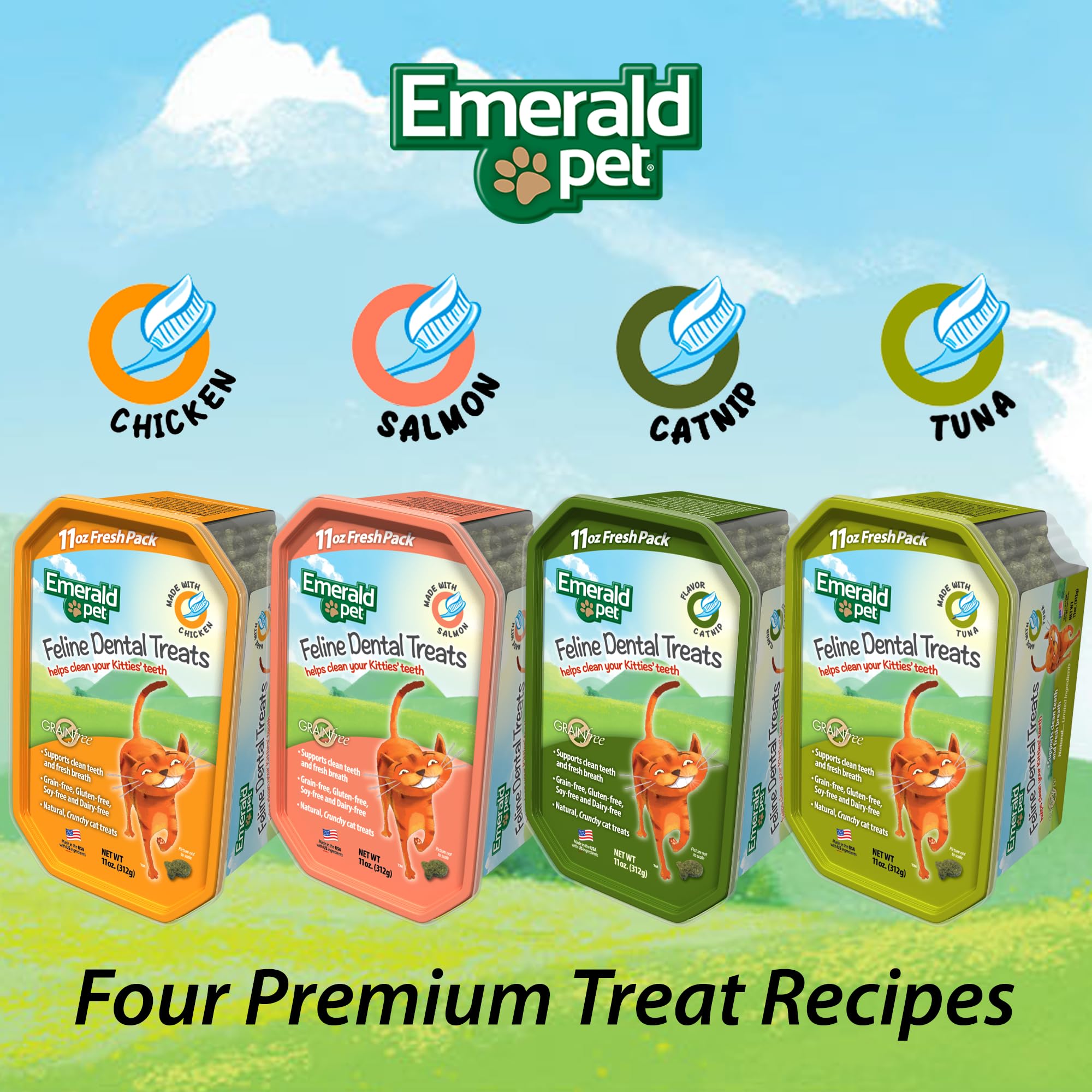 Emerald Pet Grain-Free Cat Dental Treats with Catnip – Crunchy Natural Dental Treats for Cats to Clean Teeth, Freshen Breath, and Reduce Plaque & Tartar – 11 oz Tub - image 7