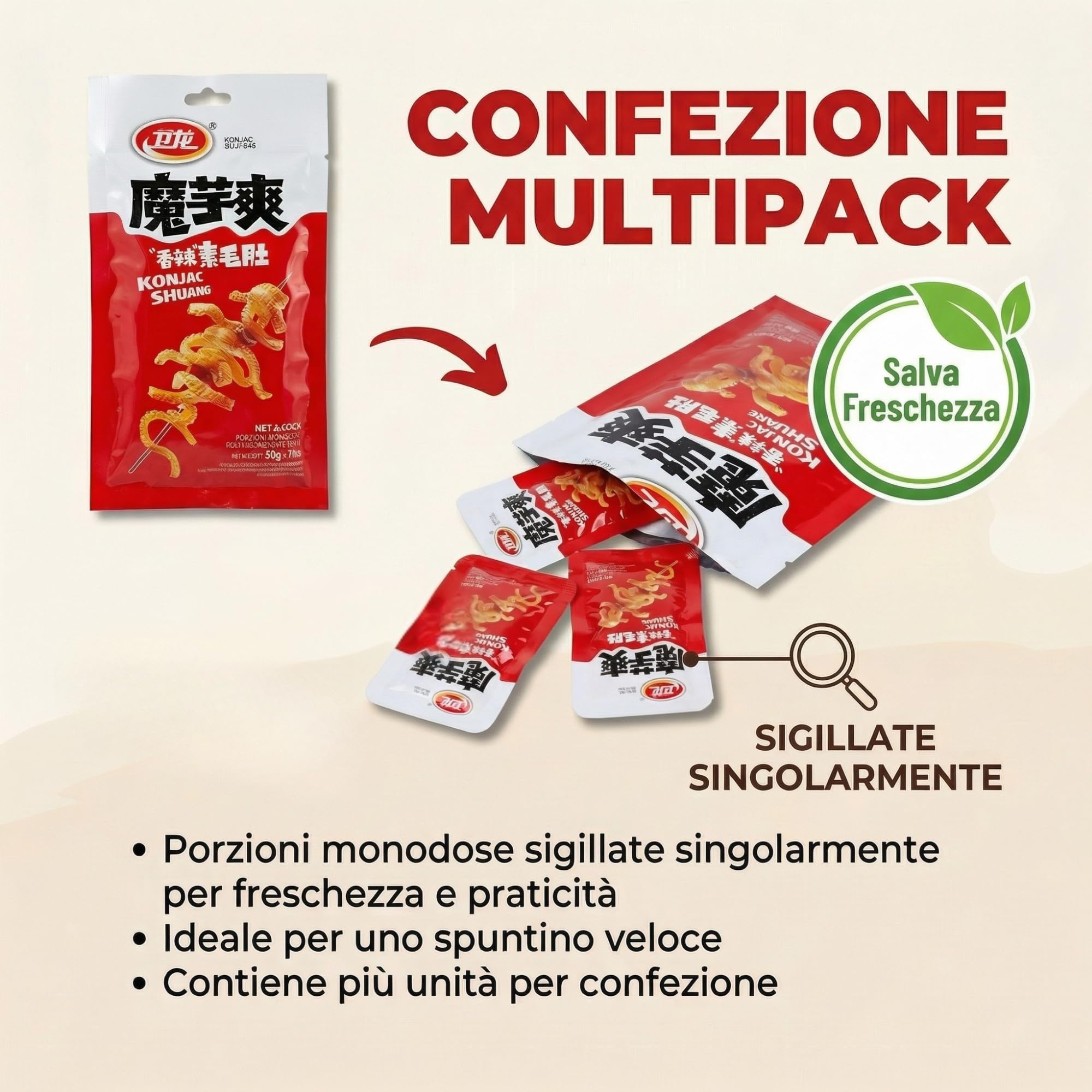 HU TASTE Mix Snack Salati Orientali 10 Pezzi Box Cibo Cinese e Giapponese con Latiao e Snack al Konjac