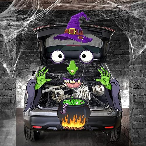 Decoraciones de Halloween para el maletero del automóvil, fosas nasales y dientes incluidos, cintas adhesivas de doble cara, suministros de
