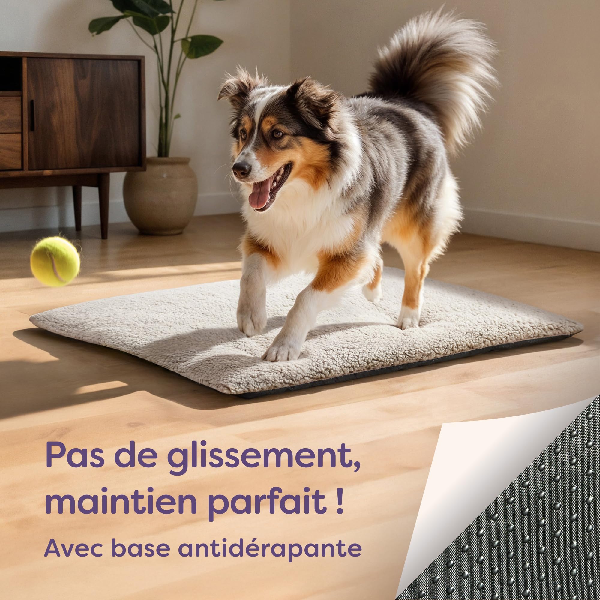 Knupis Tapis Chauffant pour Chien – Grande Tapis Auto-Chauffant 90×60 cm – Housse Lavable – Coussin Doux et Moelleux sans Électricité – avec Dessous Antidérapant (Marron)