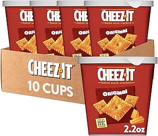 Cheez-It Cheese Crackers, Baked Snack Crackers, Office and Kids Snacks, Original, 22oz Case (10 Cups)