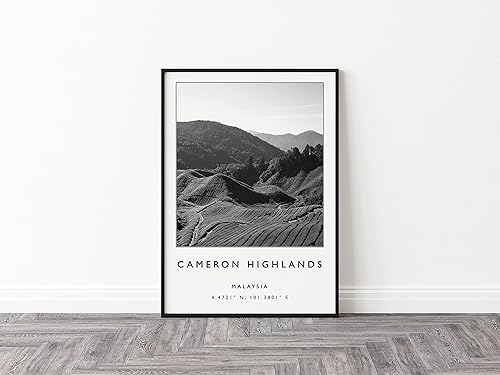 Cameron Highlands Travel Print, Black and White Travel Poster, Travel Poster, Southeast Asia Travel Poster, Malaysia Travel Print, Malaysia Travel
