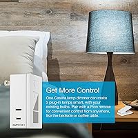 Vista 3 de Lutron Caseta - Kit de arranque inteligente para lámparas, 2 interruptores reguladores de luz enchufables con puente inteligente y 2 controles