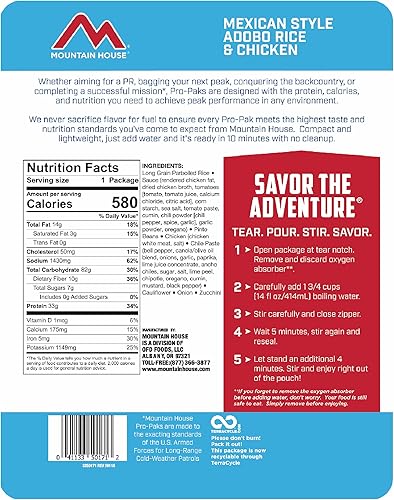 Miniatura 2 de Mountain House Pro-Pak de arroz y pollo al estilo mexicano  Alimentos liofilizados para mochileros y campamentos  Una porción