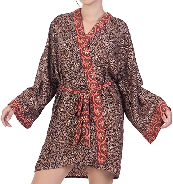 Kimono Boho for Women - 100% Polyester - Flattering 3/4 Sleeve - Versatile for Beach, Vacation, Layering