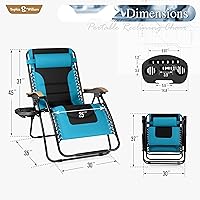 Vista 3 de Sophia & William Juego de 2 sillas de gravedad cero XXL de gran tamaño, acolchadas, ajustables, plegables, reclinables, sillas de gravedad