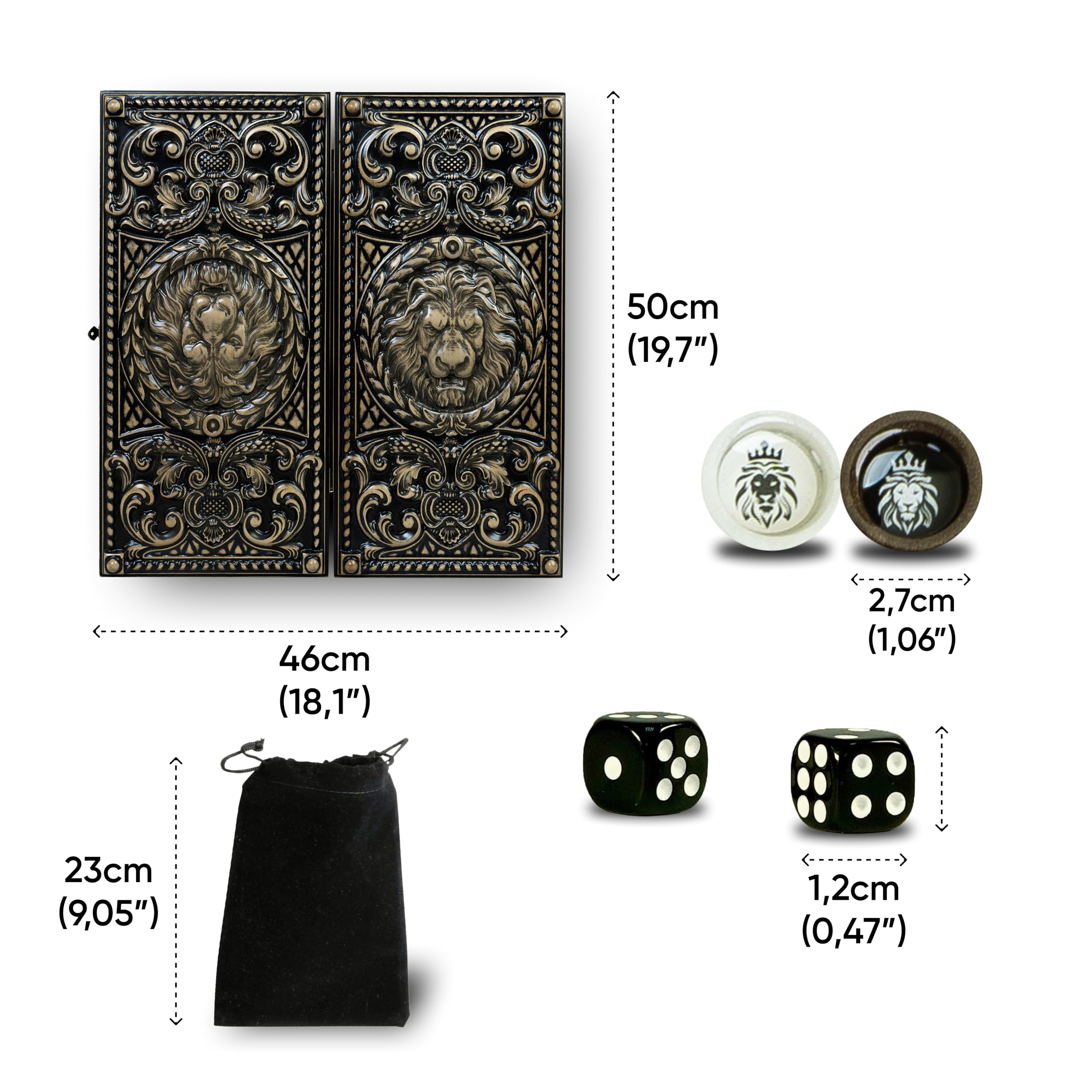 Premium Backgammon drewniany z wzorem lwa i kamieniami do zabawy z żywicy epoksydowej, ręcznie wykonana gra w backgammon, wysokiej jakości walizka z drewna z kamieniami do zabawy