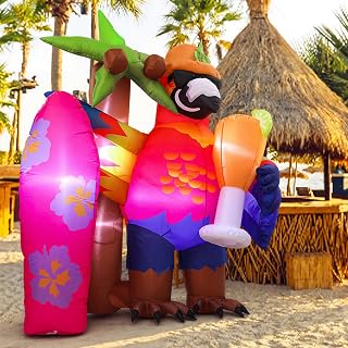 Leyndo 7.2x5.7ft Gaint Hawaiian Inflatable Parrot with LED Lights, Large