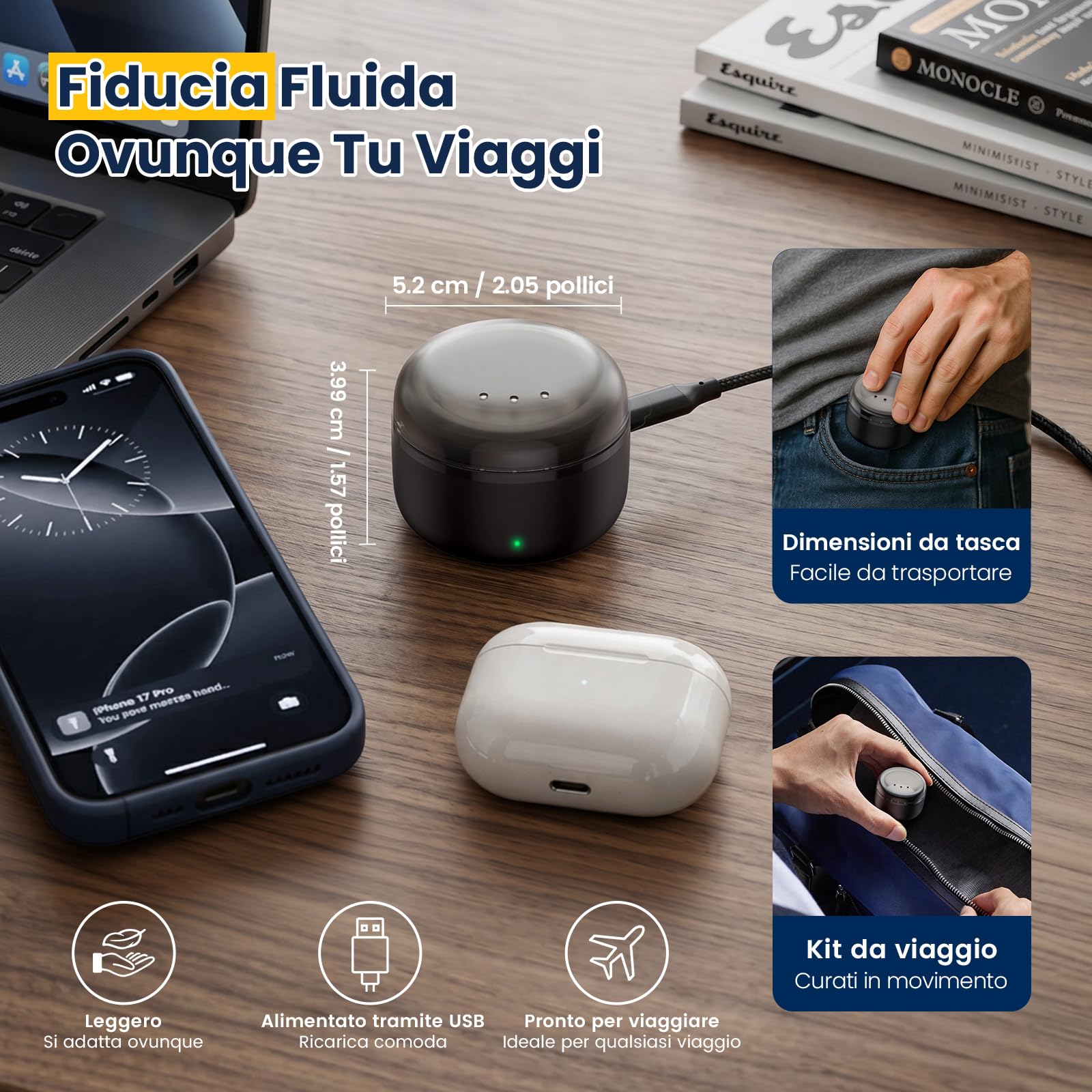 Ceretta per Naso e Orecchie per Uomo, Ceretta per Sopracciglia - Epilatore Viso con mini Scaldacera, Calore Rapido,100g Cera, 20 Applicatori, Depilazione Naso, Orecchie, Sopracciglia per Uomo e Donna