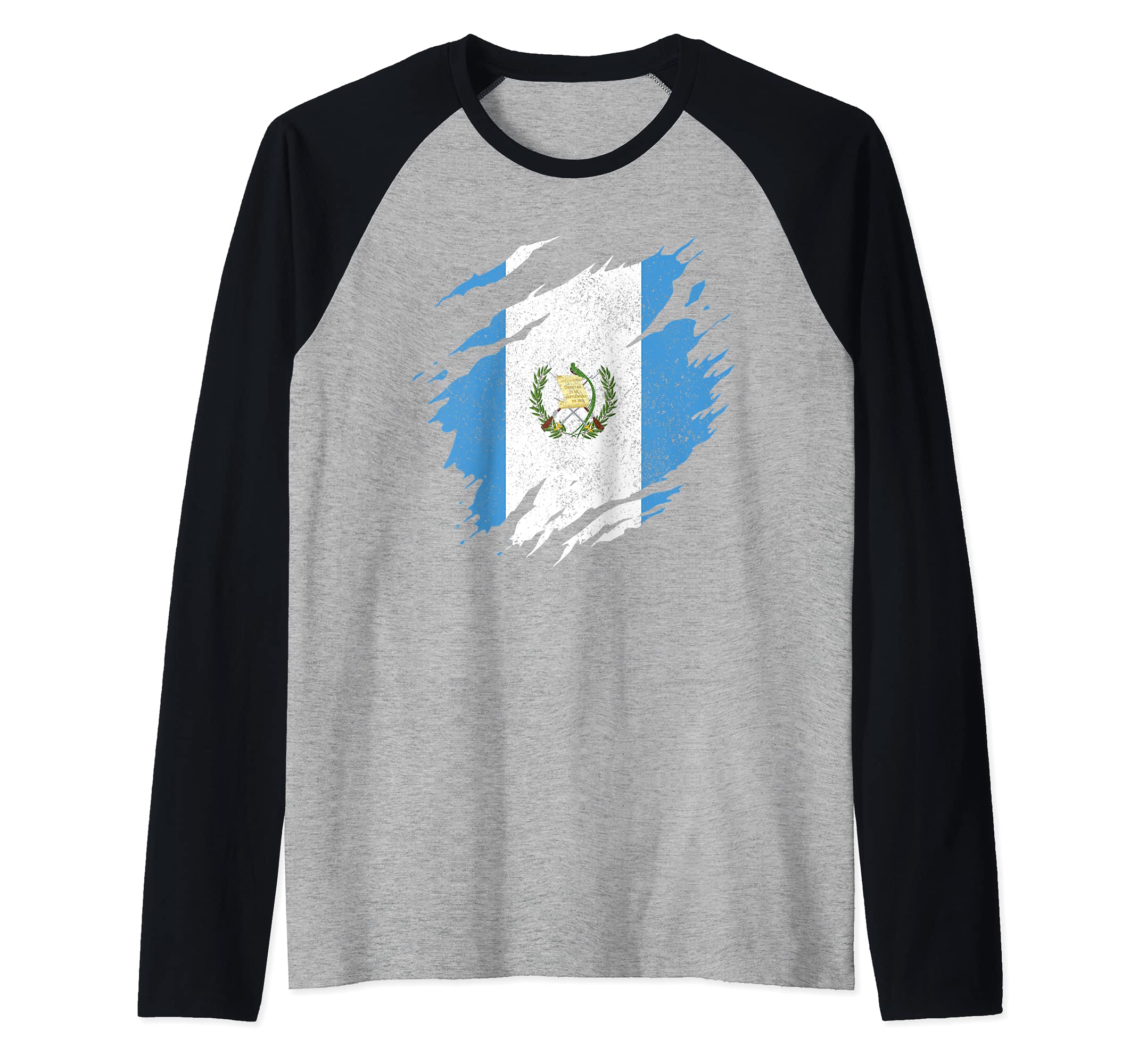 Guatemala Guatemala Pride Chapina Flag Raglan Baseball Tee, Black