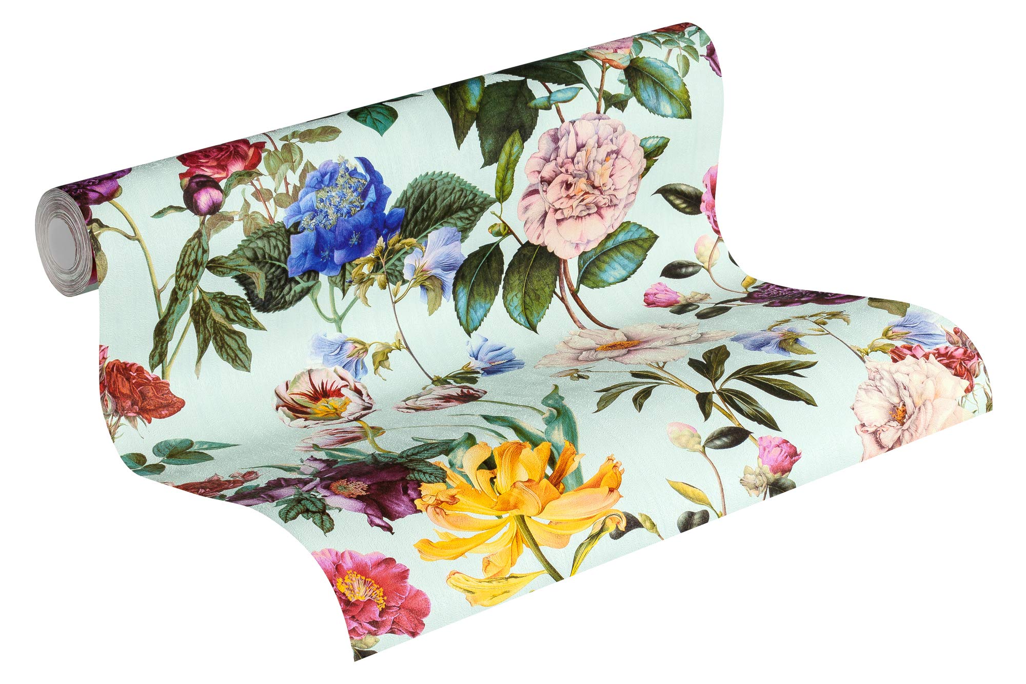 Livingwalls Jette 373362 37336-2 - Papel pintado (10,05 x 0,53 m), diseño floral, color azul, verde y rojo