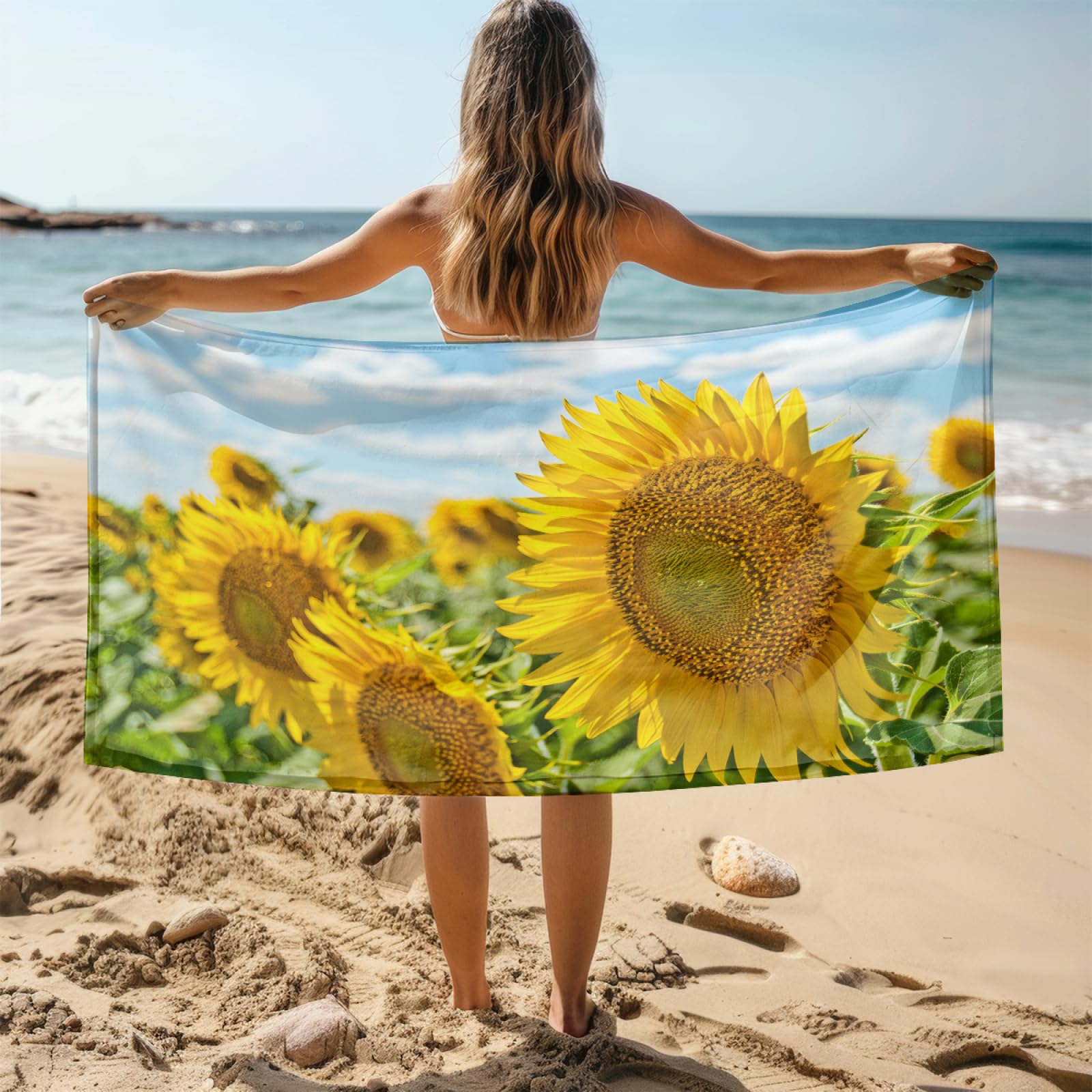 Strandtuch Gelbe Blume Mikrofaser Handtuch Tragbar Handtücher Groß Badetuch Sand Proof Badehandtuch Groß Ultraleicht Strandtuch XXL Schnelltrocknend Strandhandtuch Beach Towel 200x200cm