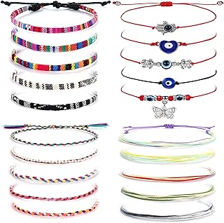 Friendship Bracelets for Women Men Colorful Woven Evil Eye Anklet Bracelets Adjustable Rope Braided String Bracelet Waterproof Handmade Thread Boho Anklet Summer Beach Jewelry