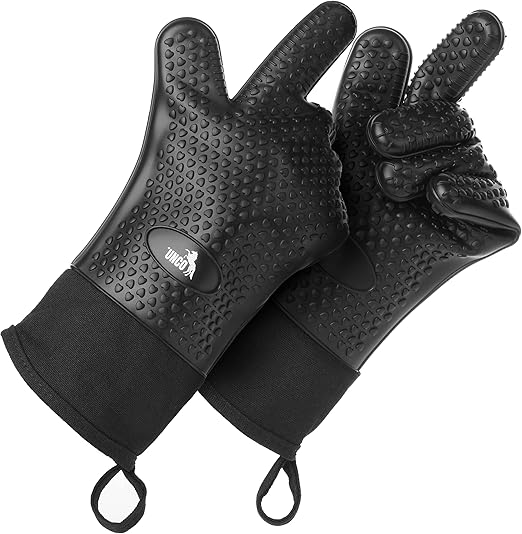 UNCO Silicone Grill Gloves, Heat Resistant BBQ & Oven Gloves for Outdoor Grilling and Meat Handling