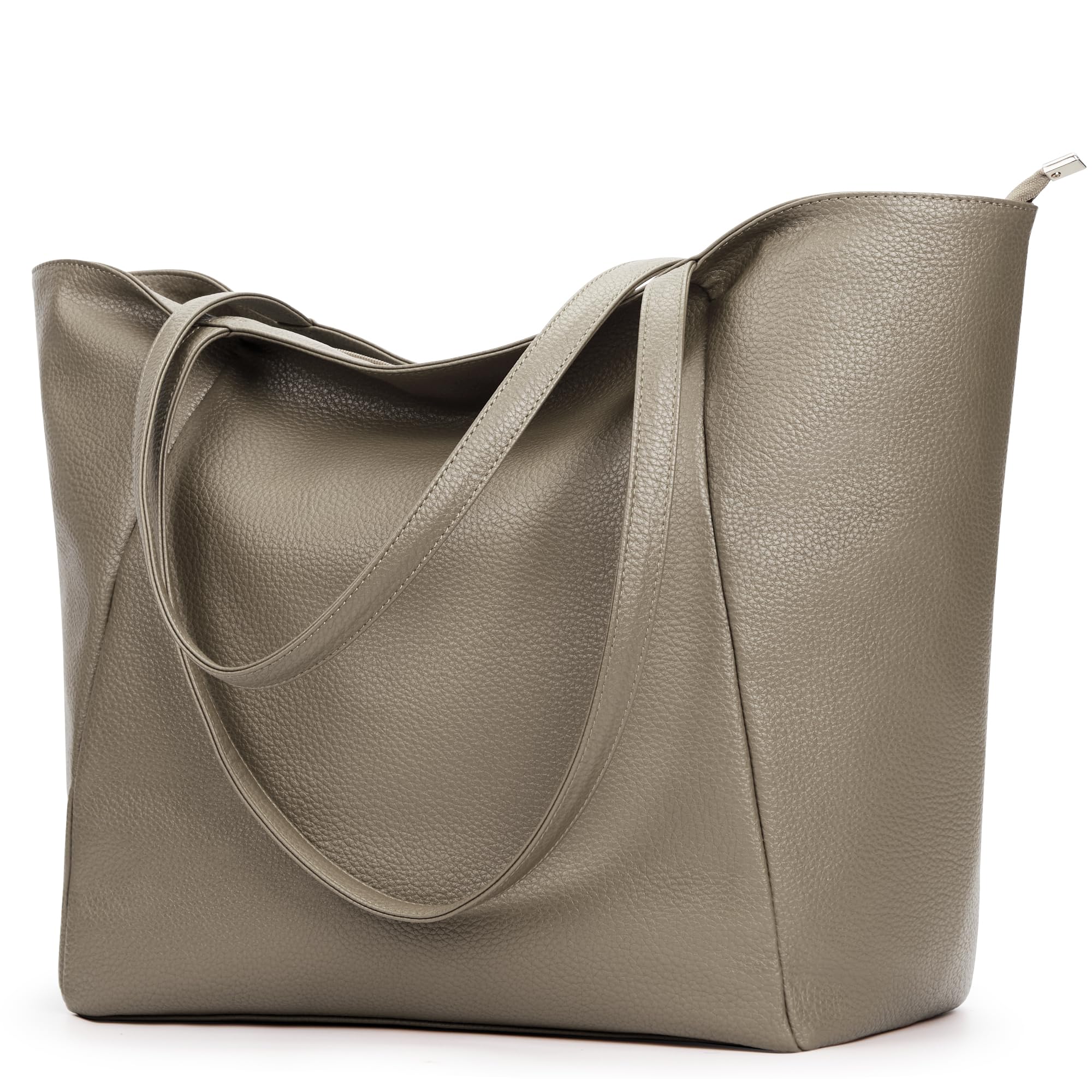 KALIDI Bolsos grandes para mujer, con asa superior, de piel sintética, con cremallera, para el trabajo, compras, escuela, viajes