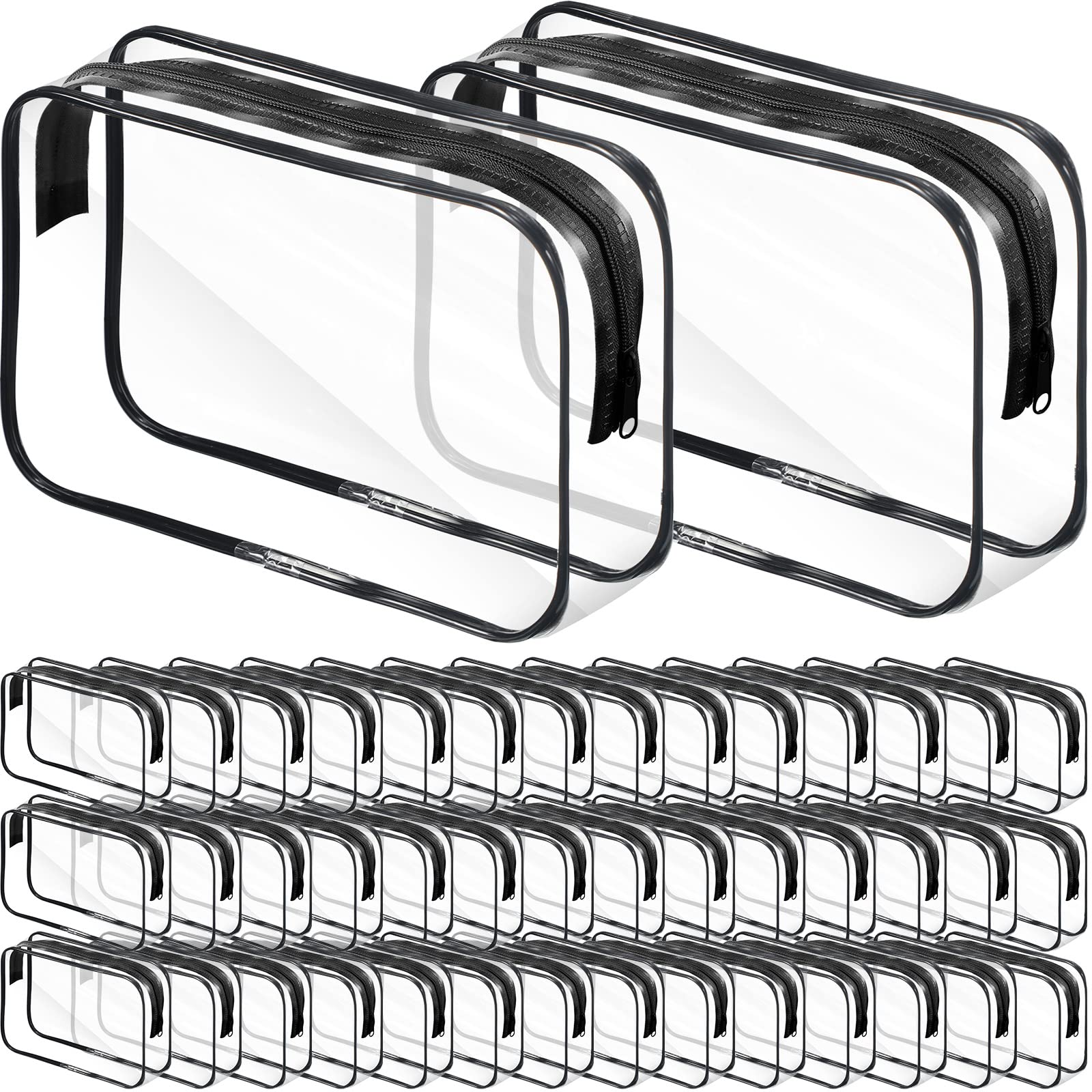 Reginary 36 Pieces Clear Makeup Bags Bulk Travel Toiletry Bags Transparent Cosmetic Pouches with Zipper Waterproof Portable PVC Plastic Zippered