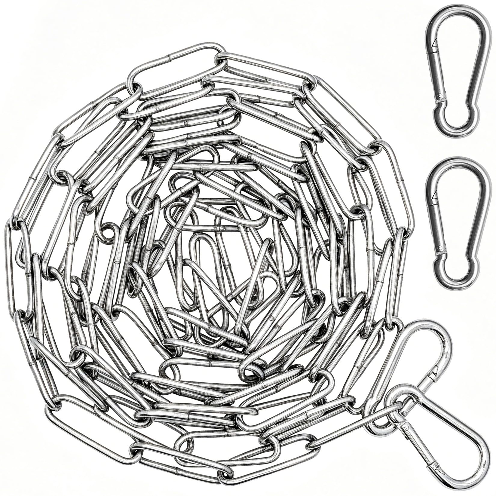 2 Rolls Stainless Steel Chains, Metal Chain Link, Heavy Duty Chains, 3mm x 3meter Welded Gate Security Chain Lock for Outdoor, Fence, Gate, Door, Bike, Bicycle, Swing, with 4 Safety Locks