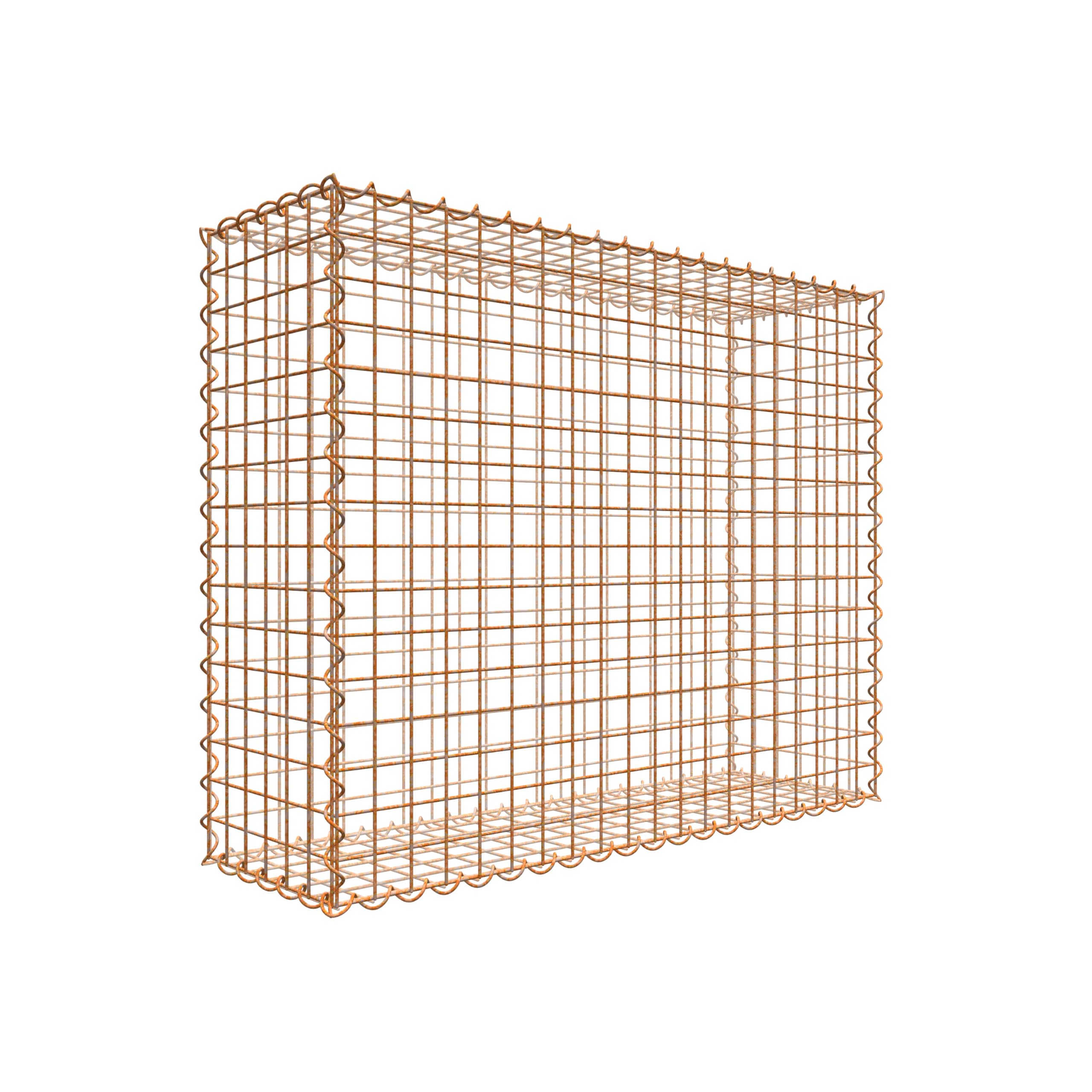 Rostige Gabione 100 cm x 80 cm x 30 cm (L x H x T), Maschenweite 5 cm x 5 cm, Spirale
